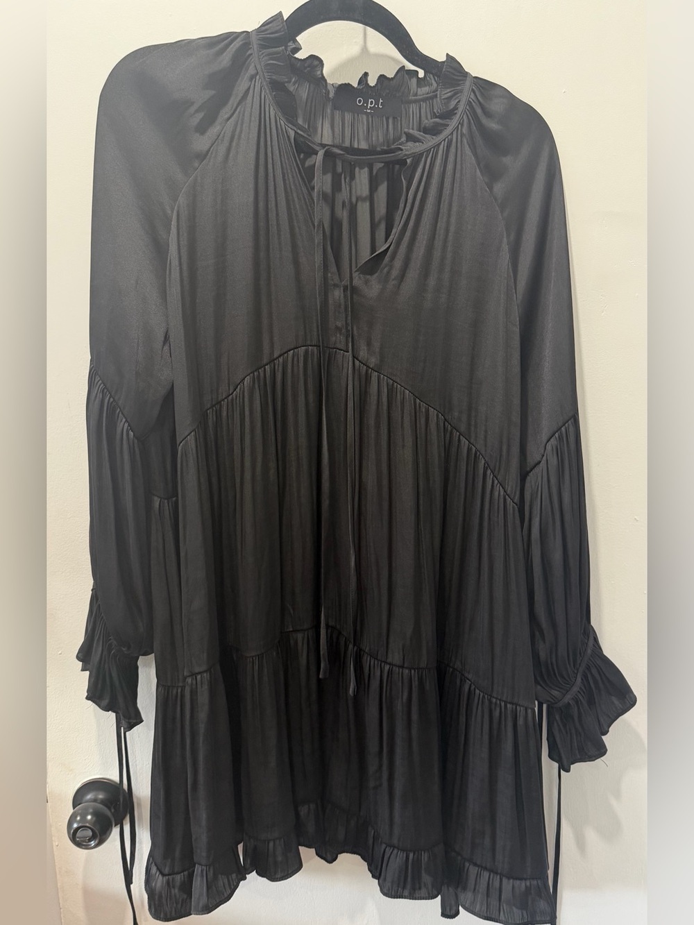 o.p.t Black Tiered Peasant Dress